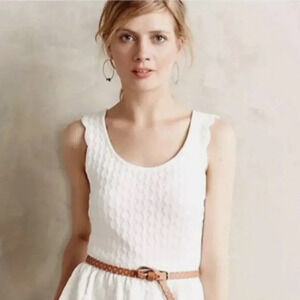 Anthropologie Maeve Caye  Scalloped Dress White M